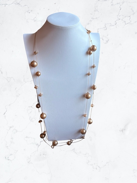 Erica Lyons Jewelry - Erica Lyons Long Multi-Strand Gold Pearl Necklace